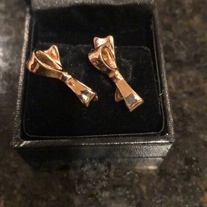 Rose gold bow earrings—Kate Spade